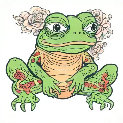 Pepe frog holding tattoo design idea