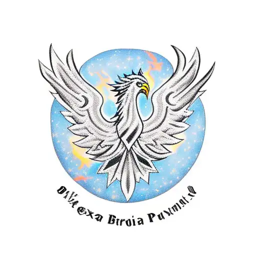 Incorporate Bosnian flag colors into a phoenix design surrounded by clouds tattoo design idea