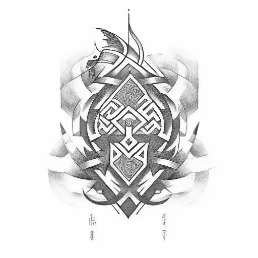 Design a tattoo featuring a traditional Bosnian script with a black-grey color palette, symbolizing the client's love for both their heritage and faith tattoo design idea