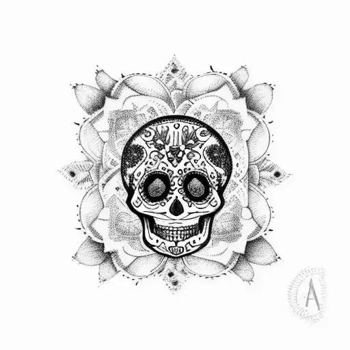Sugar skull mandala tattoo design idea