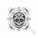 Sugar skull mandala tattoo design idea