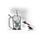 bartending shaker pouring drink into glass tattoo design idea