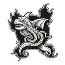 octopus smothering a shark tattoo design idea