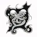 octopus smothering a shark tattoo design idea