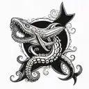 octopus smothering a shark tattoo design idea