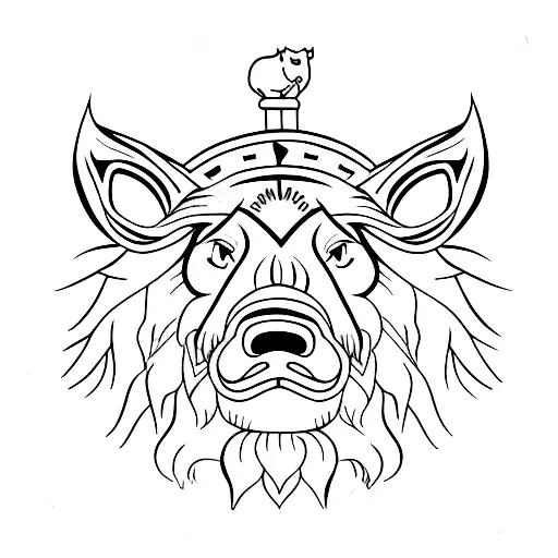 lion head with pig body with wings  tattoo design idea