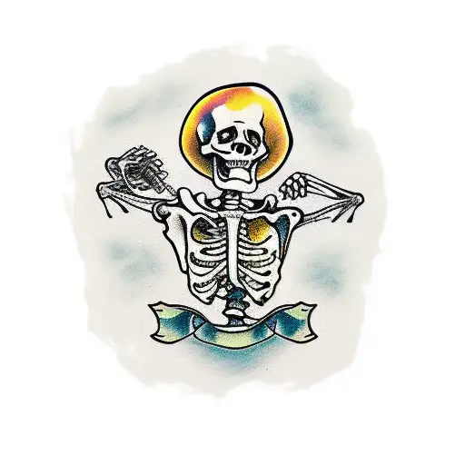 skeleton  holding a beer tattoo design idea