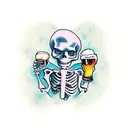 skeleton  holding a beer tattoo design idea