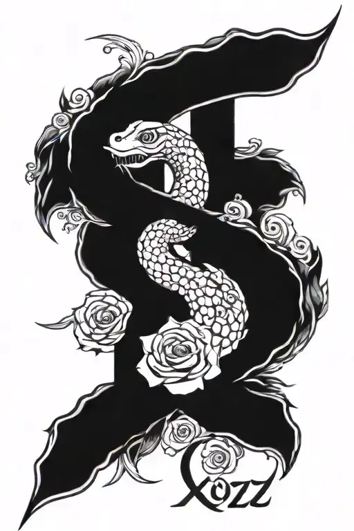 ignorant style tattoo full sleeve contains a rosebush , letter x , snake , date 27 march 2002 and a eye all black and wh tattoo design idea
