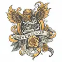never give up tattoo design idea