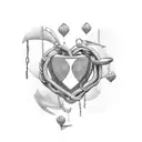 Breaking Heart with Chains tattoo design idea