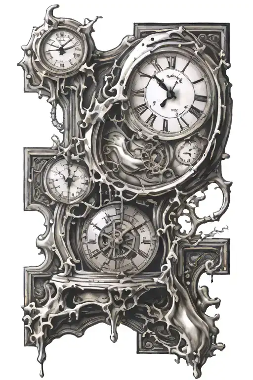surrealism dali melting clock tattoo design idea