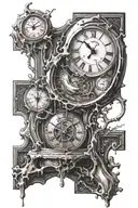 surrealism dali melting clock tattoo design idea