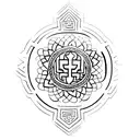 a Buddhist symbol with statistical notation  tattoo design idea