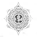 a Buddhist symbol with statistical notation  tattoo design idea