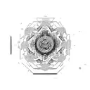 a Buddhist symbol with statistical notation  tattoo design idea