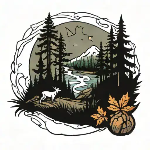backpacking path their forest tattoo design idea