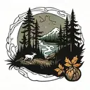 backpacking path their forest tattoo design idea