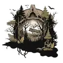 backpacking path their forest tattoo design idea