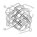 A tangled knot of red string with the words 'Everything that can go wrong, will go wrong' tattoo design idea