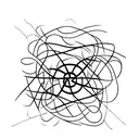 A tangled knot of red string with the words 'Everything that can go wrong, will go wrong' tattoo design idea