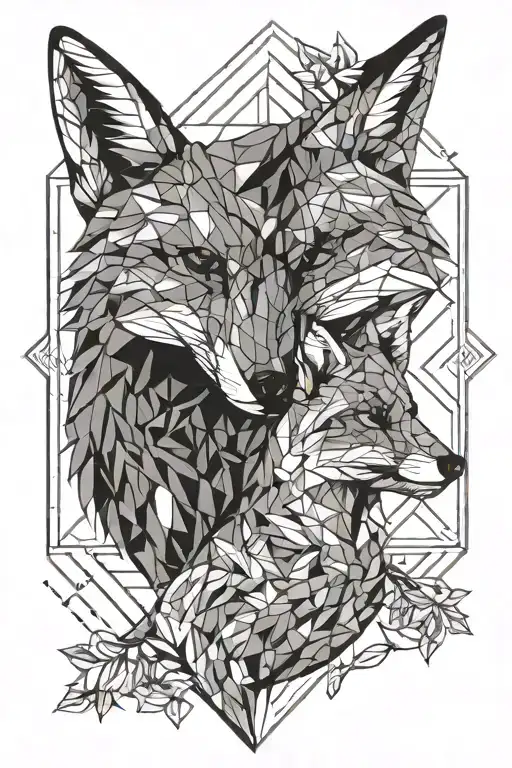 fox and gemini sign tattoo design idea