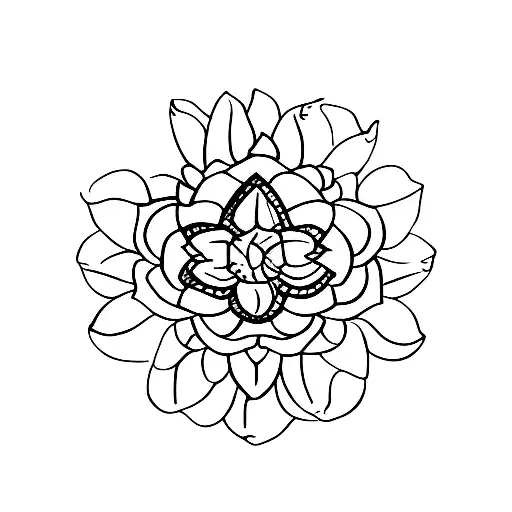 heptagram in circle with 7 lotus petals tattoo design idea