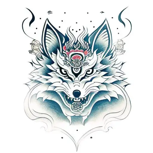 kitsune mask tattoo design idea