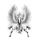 realistic pegasus, minimal color tattoo design idea