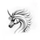realistic pegasus, minimal color tattoo design idea