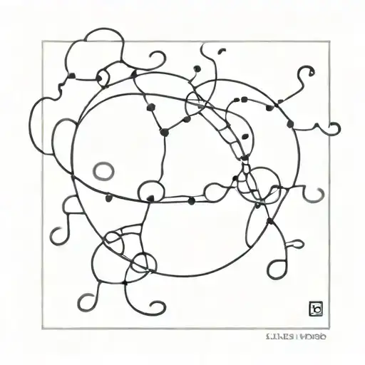 Psychedelic music notes intertwined with brain neurons tattoo design idea