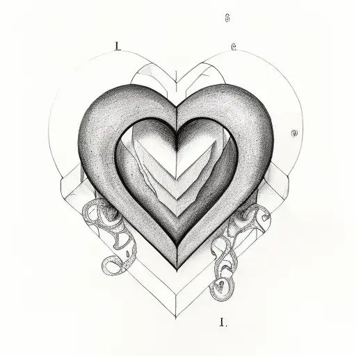 the letters M and J combining to make a line drawing of a heart  tattoo design idea