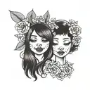 one happy face one sad face tattoo design idea