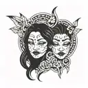 one happy face one sad face tattoo design idea