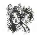 one happy face one sad face tattoo design idea