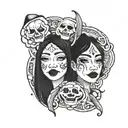 one happy face one sad face tattoo design idea