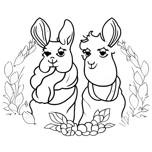one alpaca being protective of another aplaca tattoo design idea