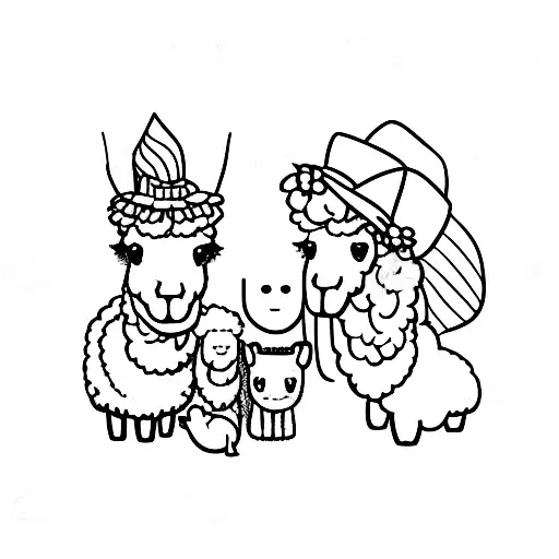 alpaca and its child tattoo design idea