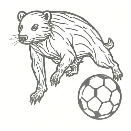 Simplistic mole playing soccer ball tattoo design idea