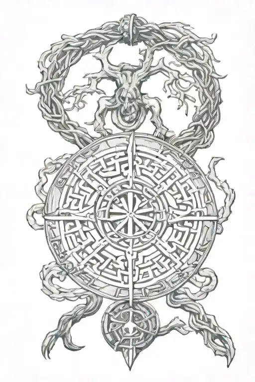 Yggdrasill and Viking talisman tattoo design idea