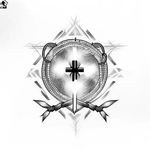 simple fully black cross surrounded in barbed wire tattoo design idea