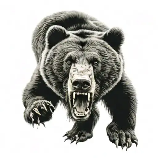 big angry black bear with anger  in its eyes tattoo design idea