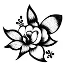Name Emma with flowers tattoo design idea