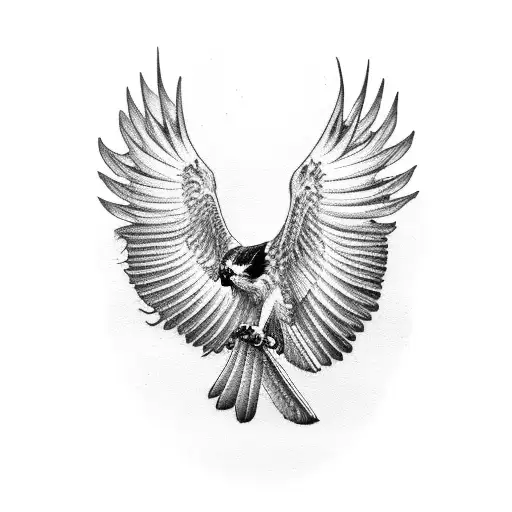 osprey bird, bone wings, furious eyes, dark, bones  tattoo design idea
