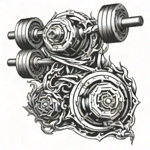 inferno on barbell wrapped tattoo design idea