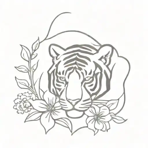 lsu tiger with flowers  tattoo design idea