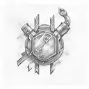 wrench (ratchet and clank) keyblade (kingdom hearts) and moonlight Greatsword (dark souls) interlocking  tattoo design idea