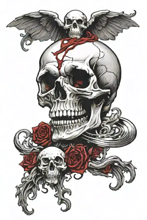 skull eating a planet, dark, red, gothic, tattoo design  tattoo design idea