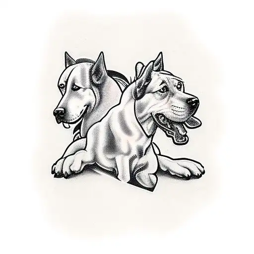two dogs riding a horse tattoo design idea