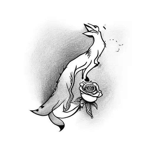 draw a forearm tattoo for a man with scenes from "the little prince" including the fox and the rose and the prince tattoo design idea